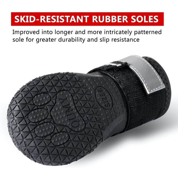 🐾QUMY Set of 4 waterproof dog boots reflective RED size 1:4.3Lx 5.6 cmW💯New 🐾 - Picture 5 of 9